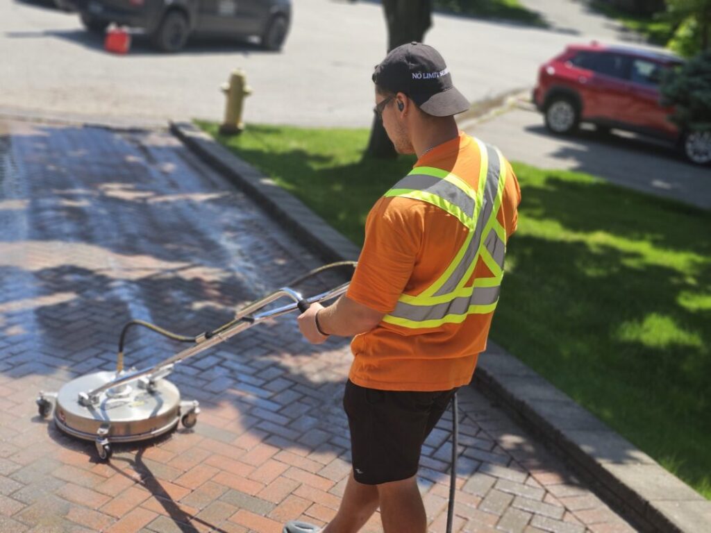 No Limit Sealing - Affordable Driveway Sealing, Interlock Sealing, Garage Ramp Installation, Driveway Extension, Crack Filling, Driveway Painting and Asphalt Maintenance in Vaughan, Richmond Hill, Maple, Markham, Woodbridge, Aurora - interlock sealing and repair - powerwash