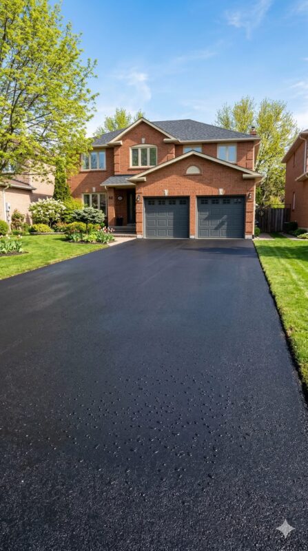 A horizontal split-view image showing a weathered, grey, cracked driveway on one side and a freshly jet-black sealed driveway on the other. No Limit Sealing - Affordable Driveway Sealing, Interlock Sealing, Garage Ramp Installation, Driveway Extension, Crack Filling, Driveway Painting, Pressure washing, and Asphalt Maintenance in Vaughan, Richmond Hill, Maple, Markham, Woodbridge, Aurora - pothole repair and driveways maintenance. - No Limit Sealing A horizontal split-view image showing a weathered, grey, cracked driveway on one side and a freshly jet-black sealed driveway on the other. No Limit Sealing - Affordable Driveway Sealing, Interlock Sealing, Garage Ramp Installation, Driveway Extension, Crack Filling, Driveway Painting, Pressure washing, and Asphalt Maintenance in Vaughan, Richmond Hill, Maple, Markham, Woodbridge, Aurora - pothole repair and driveways maintenance.