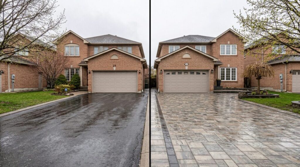 Asphalt Driveway vs Interlock, which one is better? - No Limit Sealing - Affordable Interlock Construction, Interlock Sealing, Garage Ramp Installation, Driveway Extension, Crack Filling, Driveway Painting and Asphalt Maintenance in Vaughan, Richmond Hill, Maple, Markham, Woodbridge, Aurora, Newmarket. - No Limit Sealing Asphalt Driveway vs Interlock, which one is better? - No Limit Sealing - Affordable Interlock Construction, Interlock Sealing, Garage Ramp Installation, Driveway Extension, Crack Filling, Driveway Painting and Asphalt Maintenance in Vaughan, Richmond Hill, Maple, Markham, Woodbridge, Aurora, Newmarket.