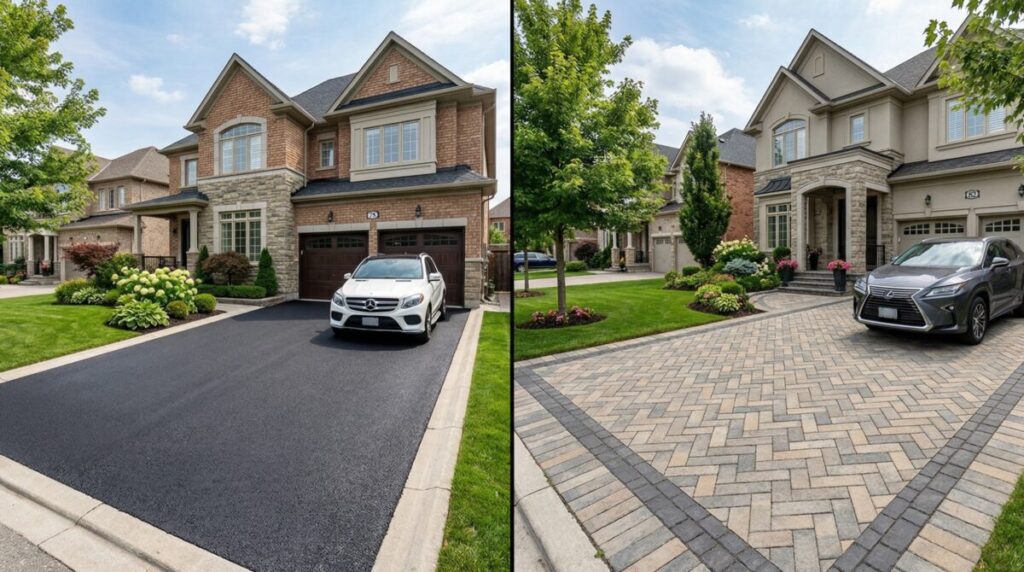 Asphalt Driveway vs Interlock, which one is better? - No Limit Sealing - Affordable Interlock Construction, Interlock Sealing, Garage Ramp Installation, Driveway Extension, Crack Filling, Driveway Painting and Asphalt Maintenance in Vaughan, Richmond Hill, Maple, Markham, Woodbridge, Aurora, Newmarket and beyond.