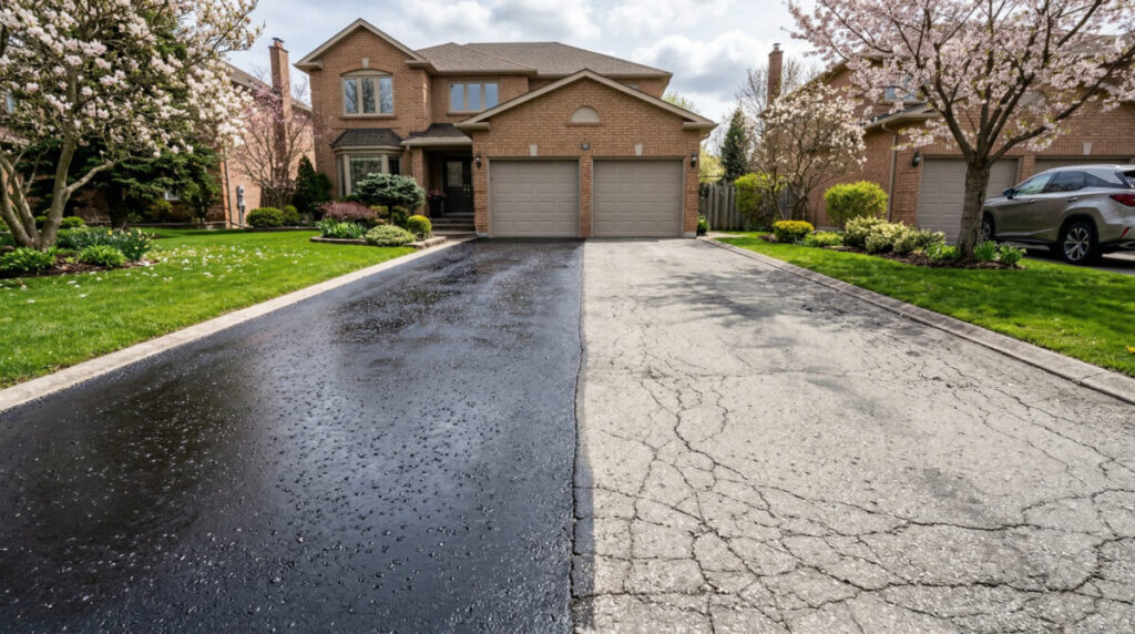 How often should I seal my asphalt driveway to prevent cracks? - Affordable Interlock Construction, Interlock Sealing, Garage Ramp Installation, Driveway Extension, Crack Filling, Driveway Painting and Asphalt Maintenance in Vaughan, Richmond Hill, Maple, Markham, Woodbridge, Aurora, Newmarket and beyond.